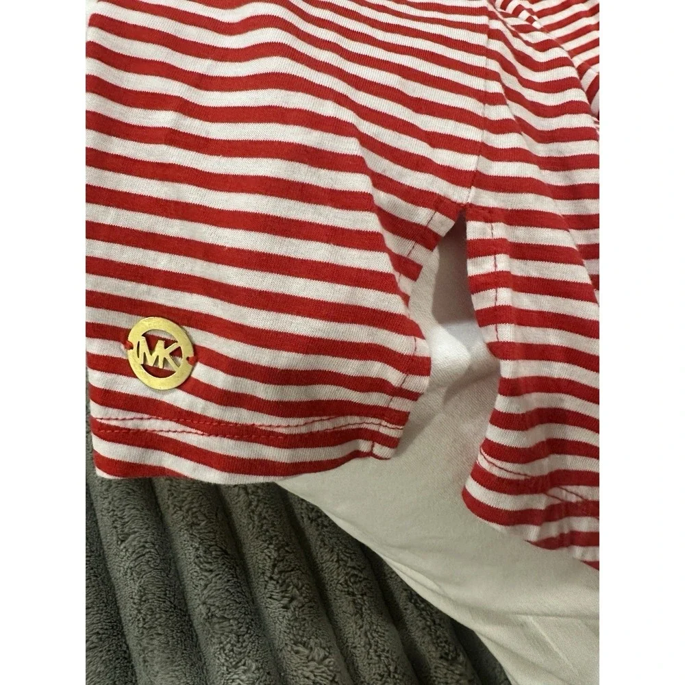 Michael Kors Striped Red White Sleeveless Crew Neck Cotton Tank‎ Women's Top S